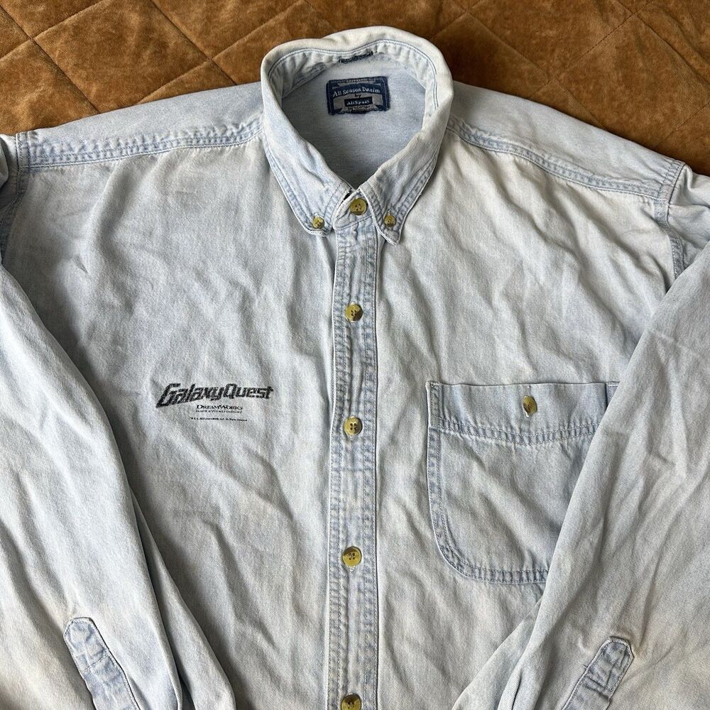 Vintage Galaxy Quest Shirt Promo Denim Longsleeve Button Up Shirt Movie Size XL